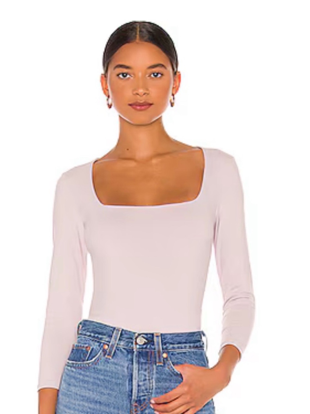 Free People Truth or Square Bodysuit in Silverberry
